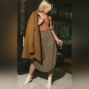 Jackson Rowe Leopard Print Midi Skirt Medium